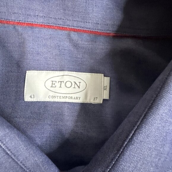 Eton Mens Size 43/17 Purple Long Sleeve Button Up Dress Shirt - Picture 2 of 4